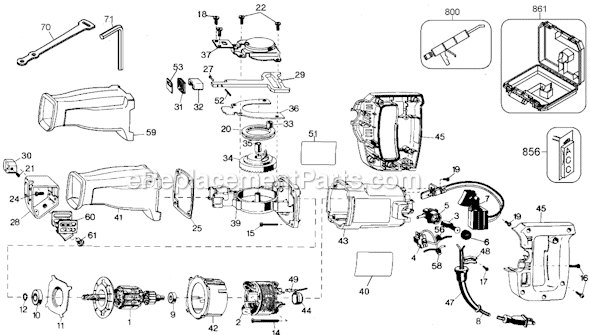 Black and Decker 23808 Type 100 Pro Cut Saw Page A Diagram