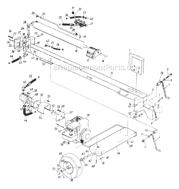 MTD 242-610-138 (1992) Log Splitter Page A Diagram