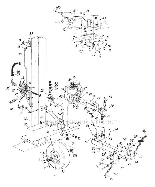 MTD 242-622-134 (91643) (1992) Log Splitter Page A Diagram