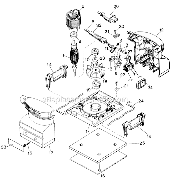 Black and Decker 24442 Type 1 Palm Sander Page A Diagram