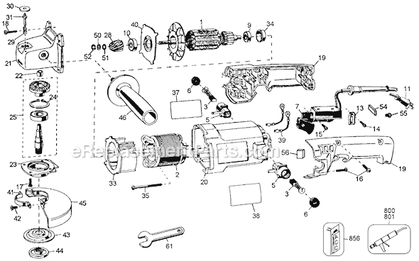 Black and Decker 24852 Type 100 Right Angle Grinder Page A Diagram