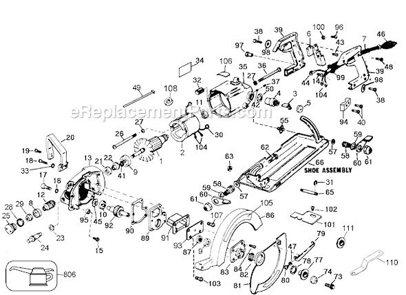 Black and Decker 2700 Type 2 7 1/4 Worm Drive Saw Page A Diagram