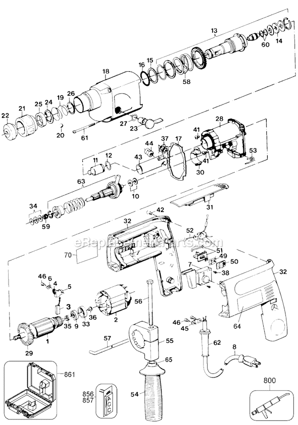Black and Decker 27106 Type 1 3/4 Rotary Hammer Page A Diagram