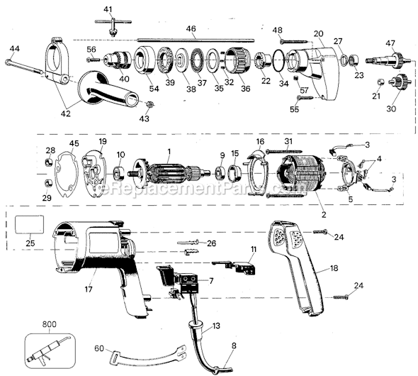 Black and Decker 27115 Type 1 3/8 Hammer Drill Page A Diagram