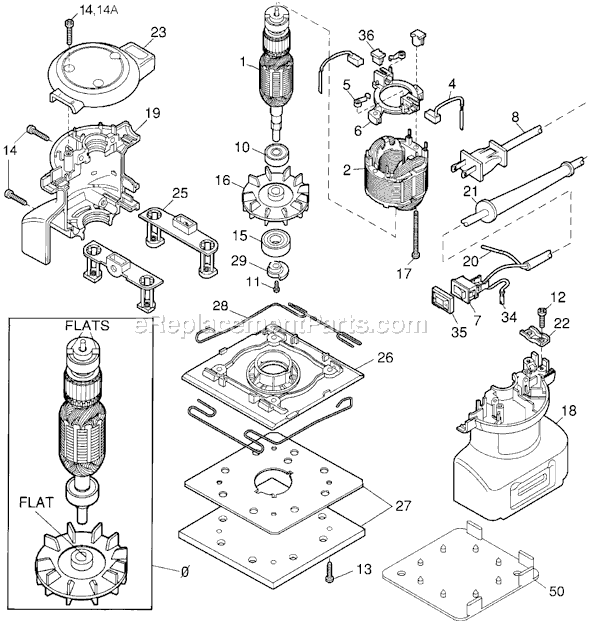Black and Decker 2711 Type 1 Industrial Finishing Sander Page A Diagram