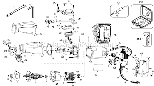 Black and Decker 27126 Type 1 Variable Speed Reciprocating Saw Page A Diagram