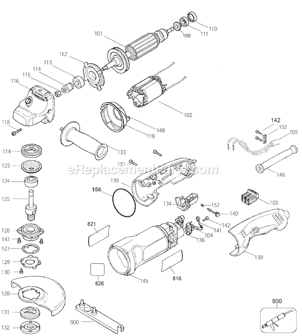 Black and Decker 27325 Type 1 4-1/2 Small Angle Grinder Page A Diagram
