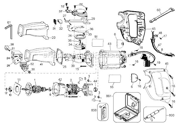 Black and Decker 27400 Type 1 6.5 Amp Reciprocating Saw Page A Diagram