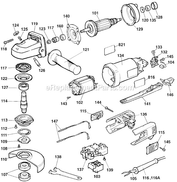 Black and Decker 2752 Type 1 Small Angle Grinder Page A Diagram
