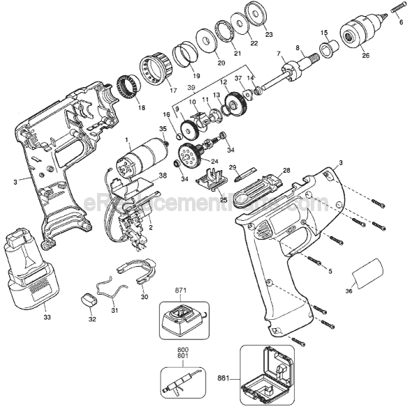Black and Decker 2764 Type 1 9.6v Industrial Cordless Drill Page A Diagram