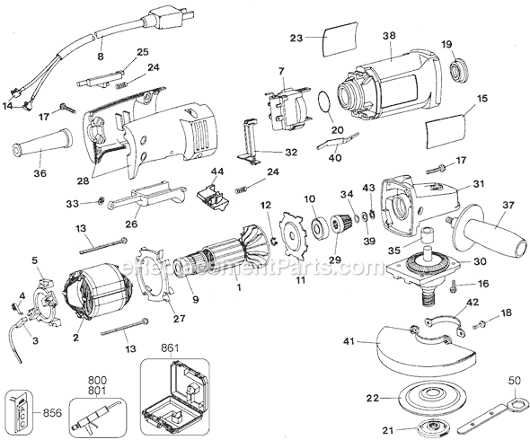 Black and Decker 27723 Type 1 4 1/2 Inch Angle Grinder Page A Diagram