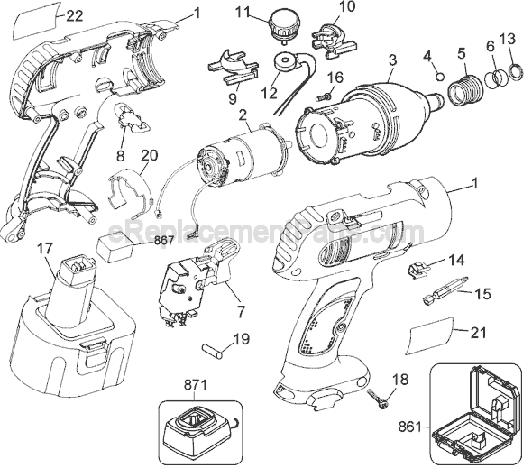 Black and Decker 2812B Type 1 12.0v Industrial Cordless Impact Driver Page A Diagram
