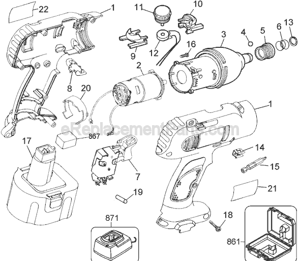 Black and Decker 2812 Type 1 12.0v Industrial Cordless Impact Driver Page A Diagram