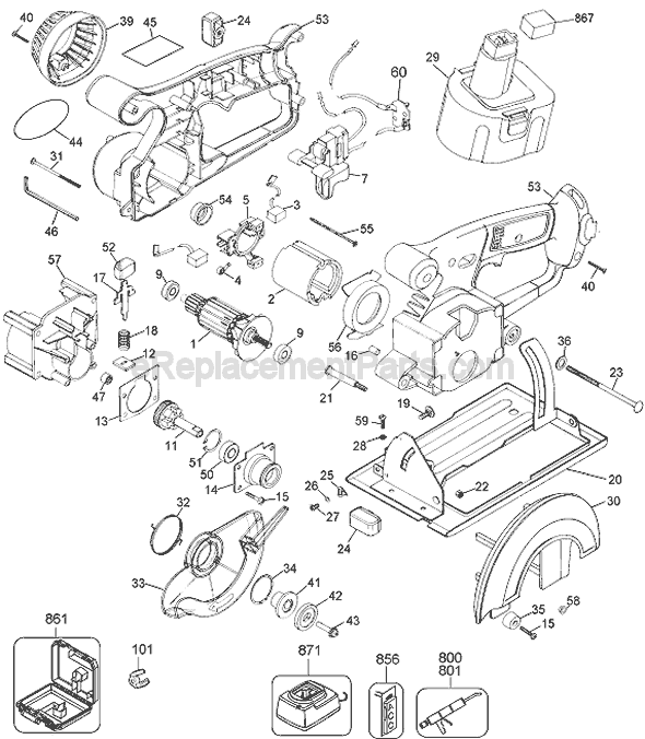 Black and Decker 2832 Type 1 12.0v Industrial Cordless Trimsaw Page A Diagram