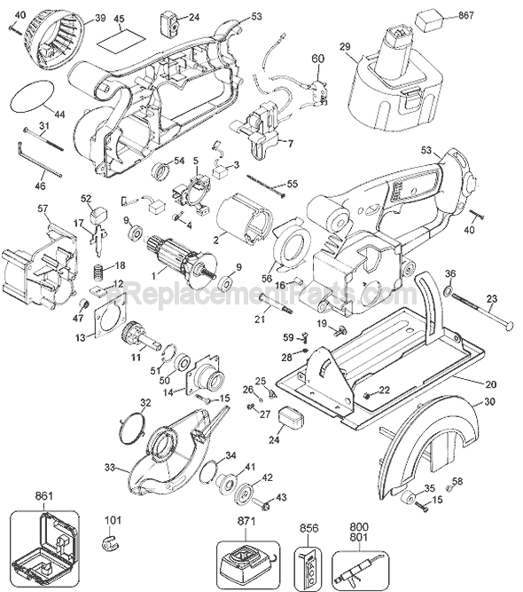 Black and Decker 2834 Type 1 14.4v Industrial Cordless Trimsaw Page A Diagram