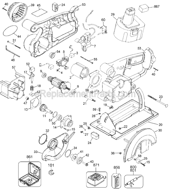 Black and Decker 2834 Type 2 14.4v Industrial Cordless Trimsaw Page A Diagram