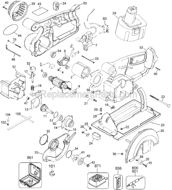 Black and Decker 2836 Type 1 18v Industrial Cordless Saw Page A Diagram
