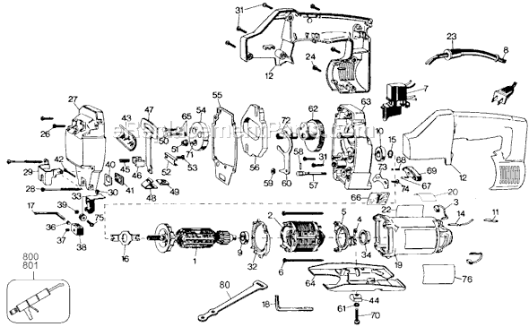 Black and Decker 289 Type 100 Variable Speed Orbital Sabre Saw Page A Diagram