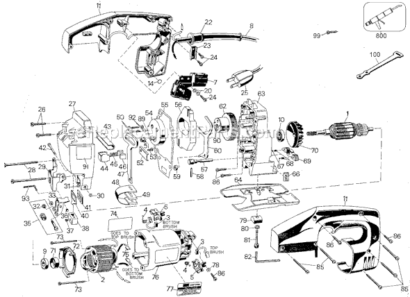 Black and Decker 289 Type 1 Variable Speed Orbital Sabre Saw Page A Diagram