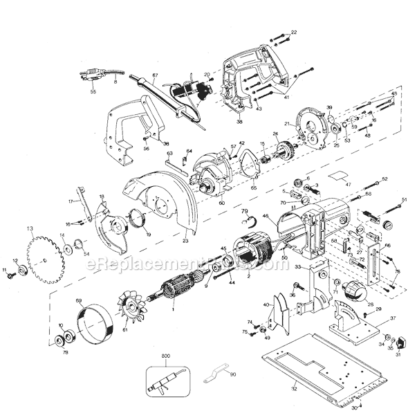 Black and Decker 3034 Type 3 7 1/4 Builders Saw Cat Page A Diagram