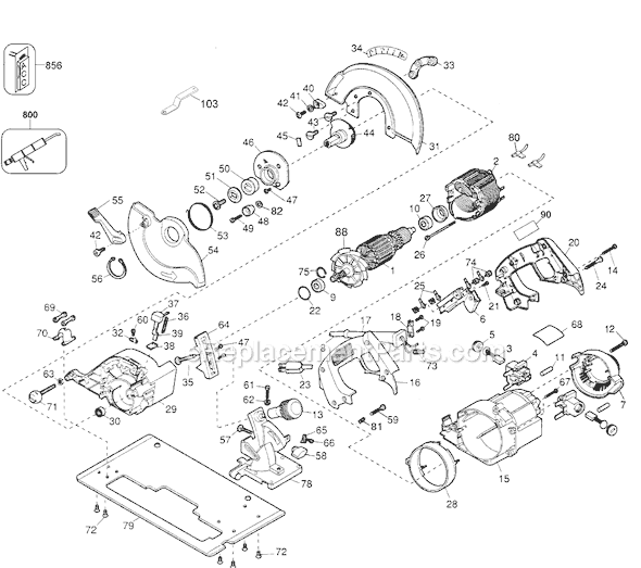 Black and Decker 3064 Type 1 7 1/4 Professional Saw Cat Page A Diagram