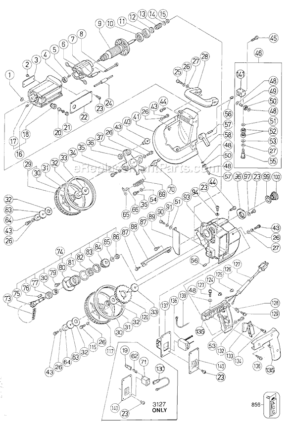 Black and Decker 3125 Type 1 4 3/4 Variable Speed Band Saw Page A Diagram