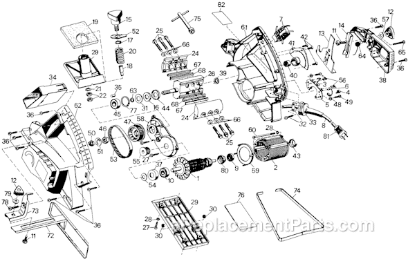 Black and Decker 3370-10 Type 1 3/4 Planer Page A Diagram