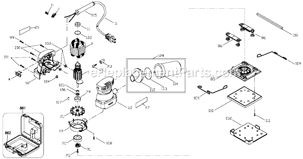Black and Decker 340B Type 1 Sander Page A Diagram