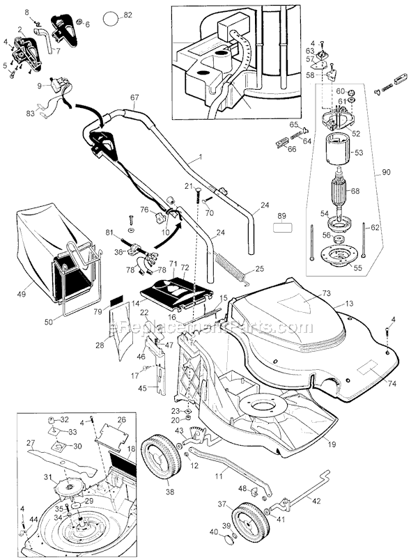 Black and Decker 37051 Type 1 19 Crafts Electric Mower Page A Diagram