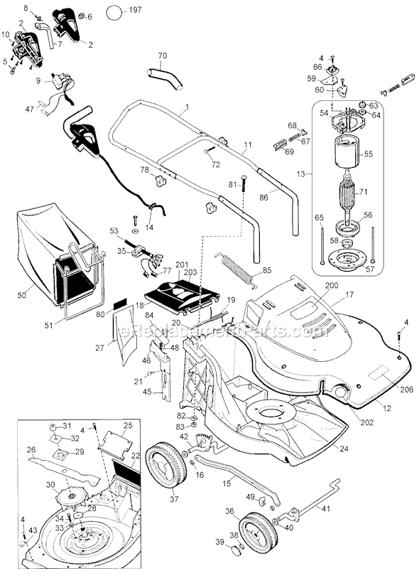 Black and Decker 37051 Type 2 19 Crafts Electric Mower Page A Diagram