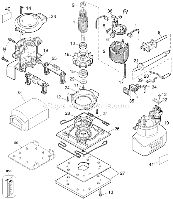 Black and Decker 370 Type 1 1/4 Sheet Palm Sander Page A Diagram