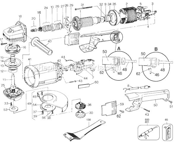 Black and Decker 4074 (Type 103) 7 Angle Grinder Page A Diagram