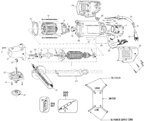 Black and Decker 4247-90 Type 100 4-1/2 Grinder Page A Diagram