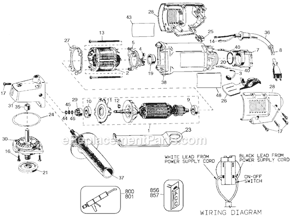 Black and Decker 4247-90 Type 101 4-1/2 Grinder Page A Diagram