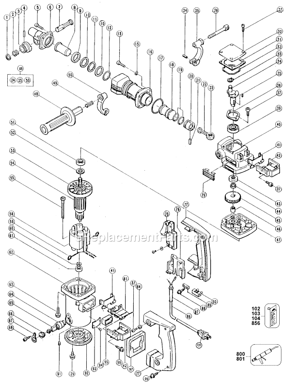 Black and Decker 5018 Type 1 Chipping Hammer Page A Diagram