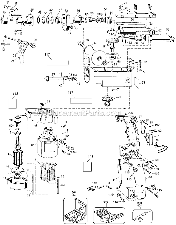 Black and Decker 5042K Type 3 Macho II Rotary Hammer Page A Diagram