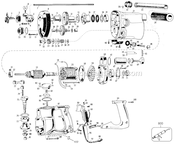 Black and Decker 5045 Type AAB 120 Volt Rotary Hammer Page A Diagram