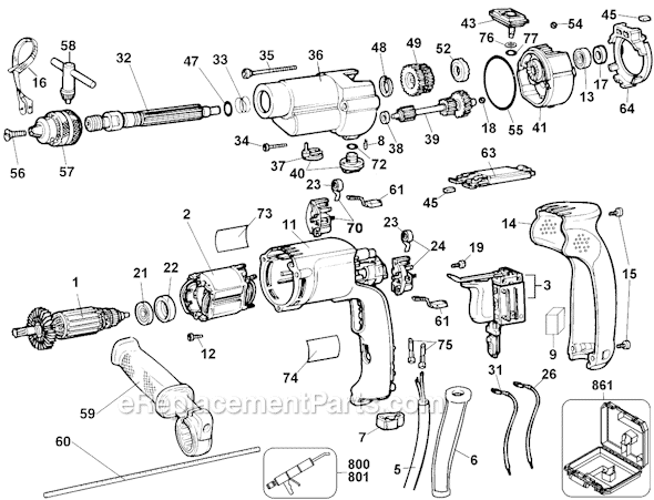 Black and Decker 5075 Type 100 1/2 Hammer Drill Page A Diagram