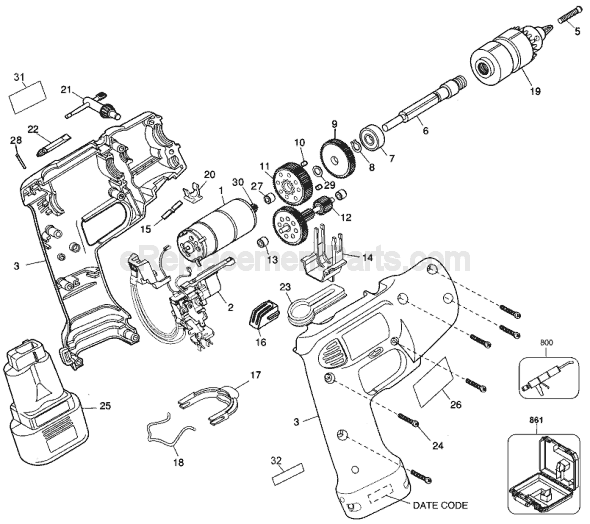Black and Decker 6065 Type 1 9.6v Industrial Cordless Drill Page A Diagram