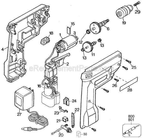 Black and Decker 6091 Type 4 9.6v Industrial Cordless Drill Page A Diagram