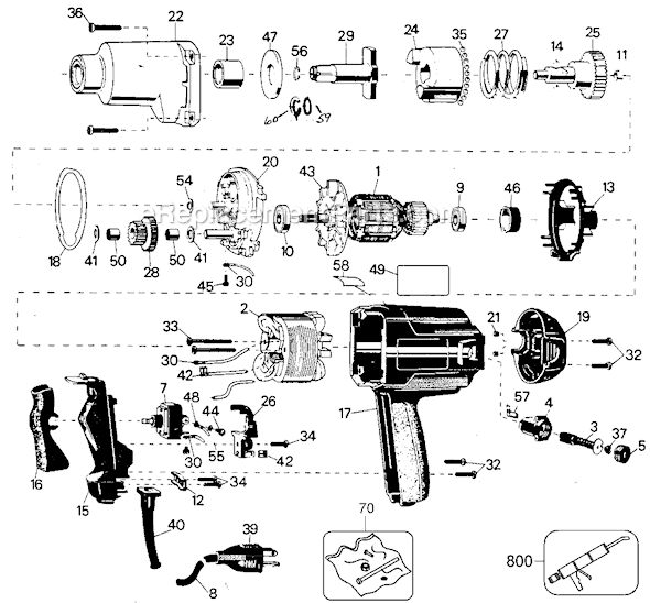 Black and Decker 6513-09 Type 1 1/2 Impact Wrench Page A Diagram
