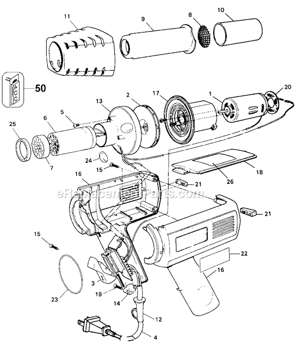 Black and Decker 6751 Type 1 Heat Gun Page A Diagram