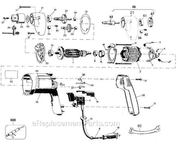Black and Decker 6920 Type 100 ET1200 3/8 Drill Page A Diagram