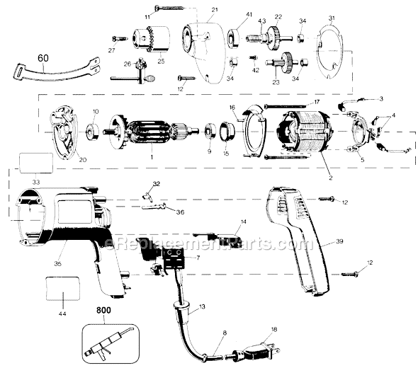 Black and Decker 6920 Type 101 ET1200 3/8 Drill Page A Diagram