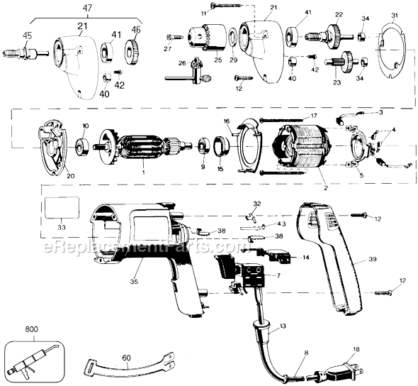Black and Decker 6924 Type 100 ET1235 3/8 Variable Speed Reversible Drill Page A Diagram