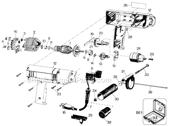 Black and Decker 7144-04 Type 2 3/8 Variable Speed Reversible Drill Page A Diagram
