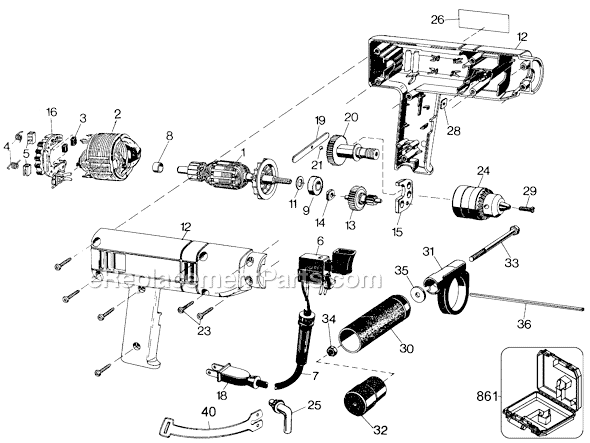 Black and Decker 7144 Type 3 3/8 Drill Page A Diagram