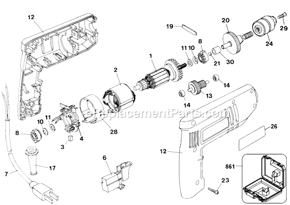 Black and Decker 7157 Type 2 D2000 3/8 Variable Speed Reversible Keyless Drill Page A Diagram