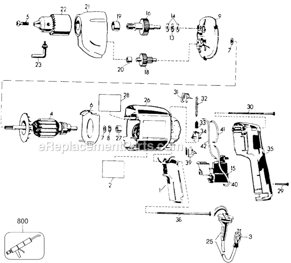 Black and Decker 7190-04 Type 4 3/8 Variable Speed Reversible Drill Page A Diagram