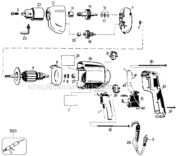 Black and Decker 7190-04 Type 5 3/8 Variable Speed Reversible Drill Page A Diagram